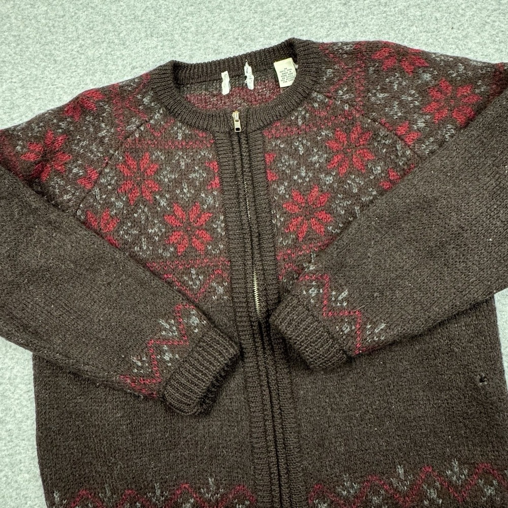 Vintage Y2K Gap‎ Wool Full Zip Cardigan Sweater Womens Medium Nordic Snowflake